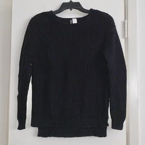 H&M Black High Low Knit Crew Neck Sweater Top - Size 2